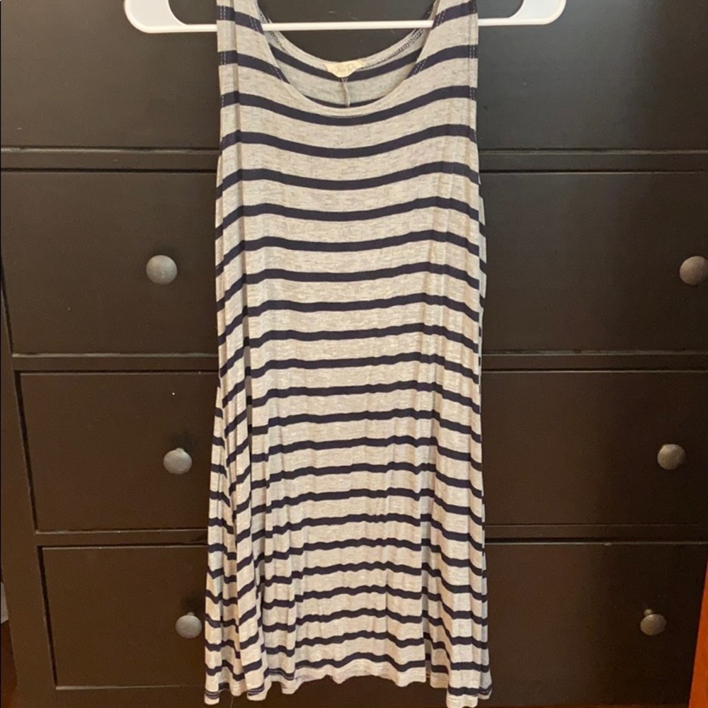 Gray and navy stripped dress